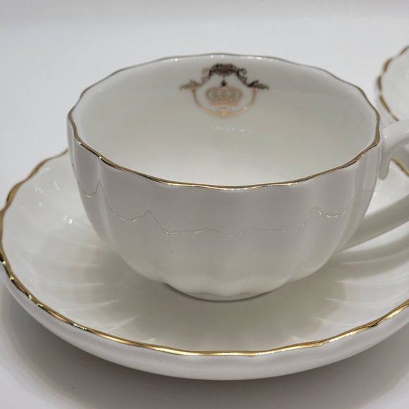 Pukka Home White with Gold Trim Royal Style Cup And Saucer. Set of 2 - Picture 3 of 6